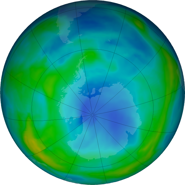Antarctic ozone map for 14 June 2022